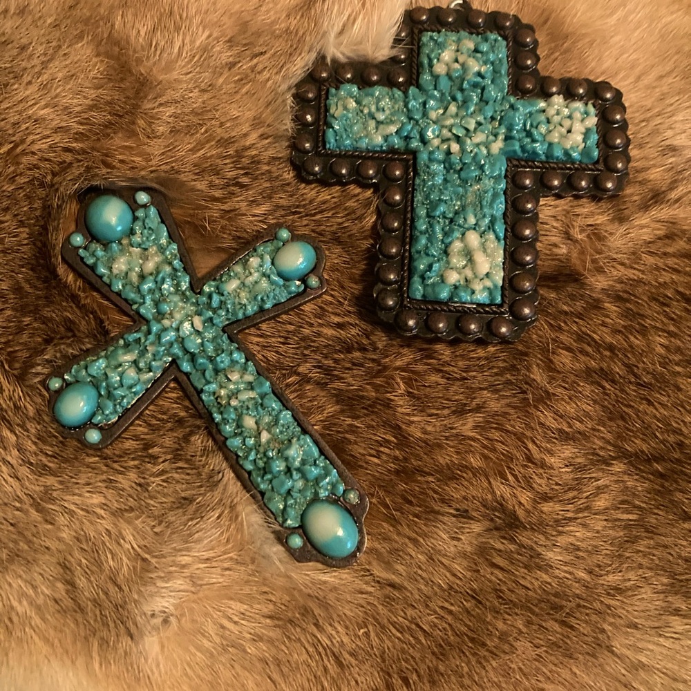 Western turquoise crosses. Use as Christmas ornaments or refrigerator magnets